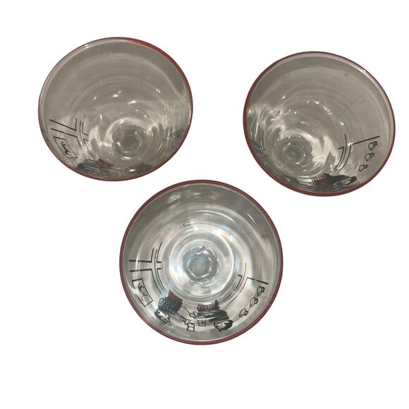 Mid Century Libbey Pickwick Merrymakers 1947 Set of 3 Stemmed Cordials Vintage - Picture 4 of 6